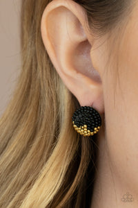 As Happy As Can BEAD - Black Post Earrings - Paparazzi Accessories