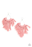 Wanna Piece Of MACRAME? - Pink Earrings - Paparazzi Accessories