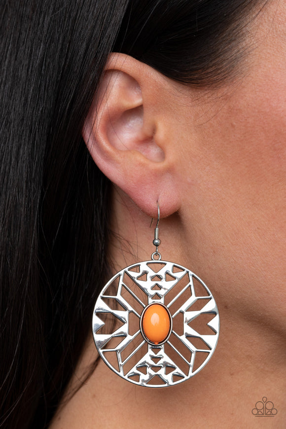 Southwest Walkabout - Orange Earrings - Paparazzi Accessories