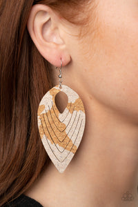 Cork Cabana - White Earrings - Paparazzi Accessories