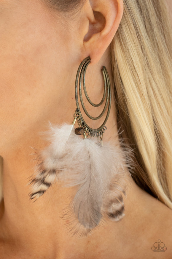 Freely Free Bird - Brass Earrings - Paparazzi Accessories