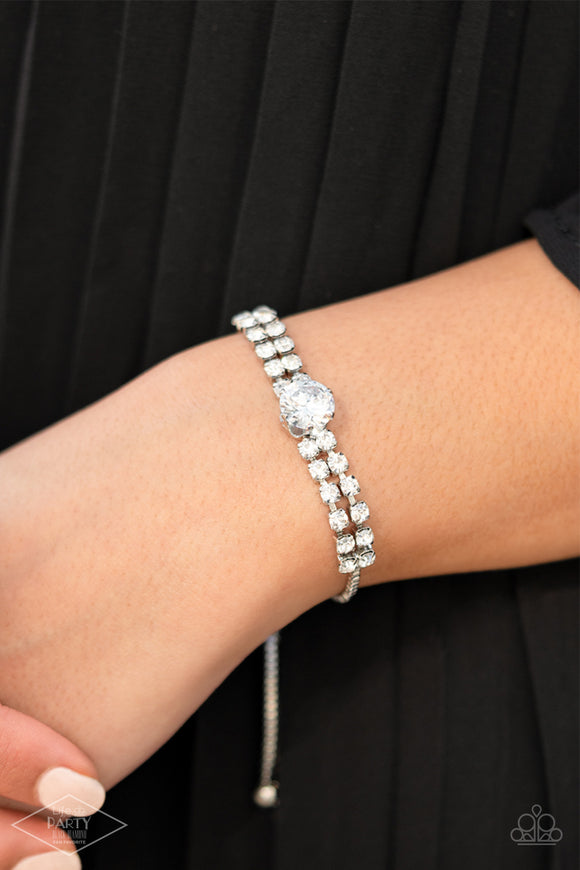 Gorgeously Glitzy - White Bracelet - Paparazzi Accessories