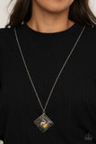 Timelessly Tilted - Yellow Necklace - Paparazzi Accessories