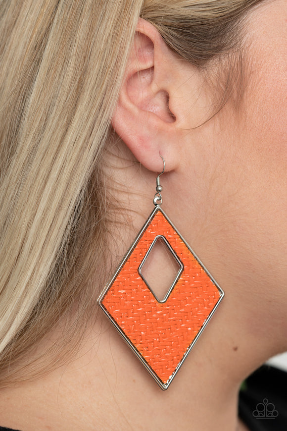 Woven Wanderer - Orange Earrings - Paparazzi Accessories