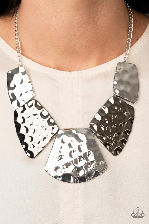 HAUTE Plates - Silver Necklace - Paparazzi Accessories