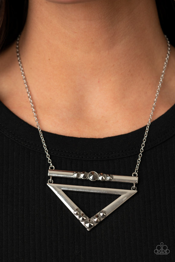 Triangulated Twinkle - Silver Necklace - Paparazzi Accessories