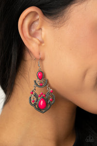Palm Tree Tiaras - Pink Earrings - Paparazzi Accessories