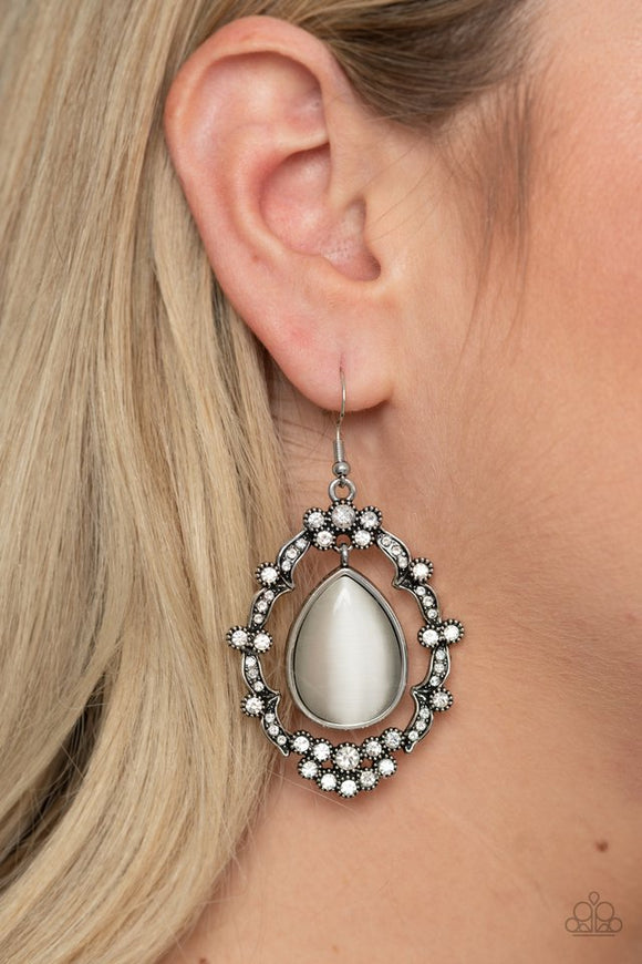 Icy Eden - White Earrings - Paparazzi Accessories