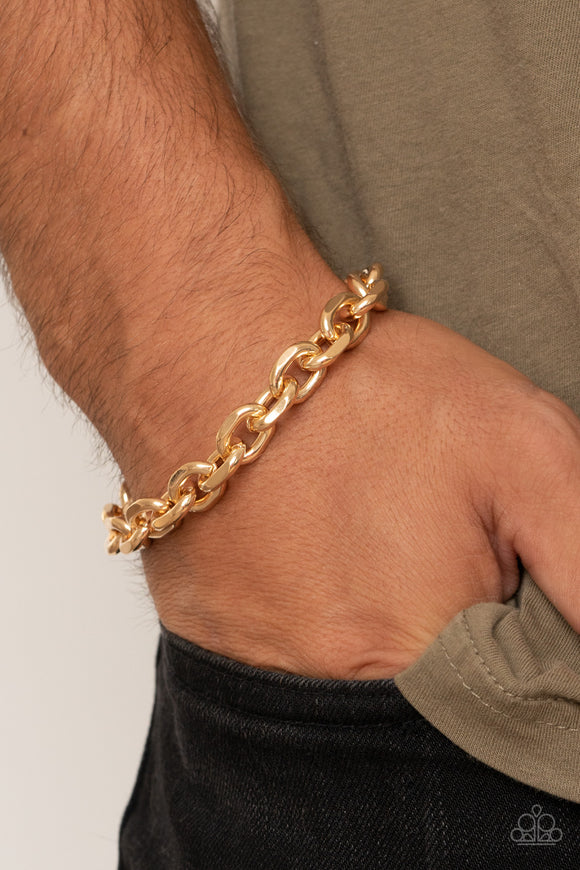 Titanium Titan - Gold Mens Bracelet - Paparazzi Accessories