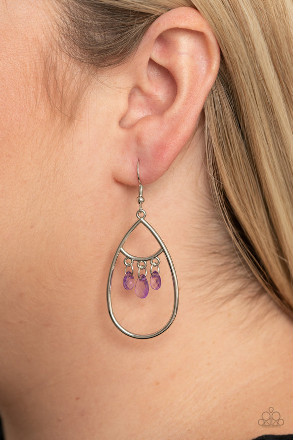 Shimmer Advisory - Purple Earrings - Paparazzi Accessories