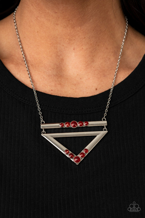 Triangulated Twinkle - Red Necklace - Paparazzi Accessories