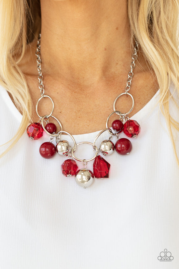 Cosmic Getaway - Red Necklace - Paparazzi Accessories