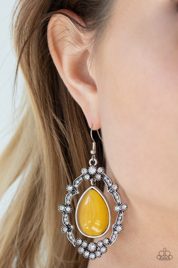 Icy Eden - Yellow Earrings - Paparazzi Accessories