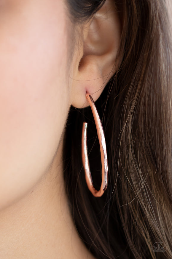 Totally Hooked - Rose Gold Earrings - Paparazzi Accessories
