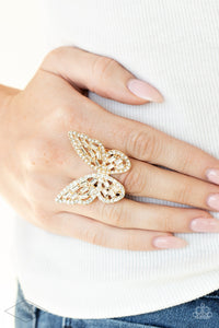 Flauntable Flutter - Gold Ring - Paparazzi Accessories