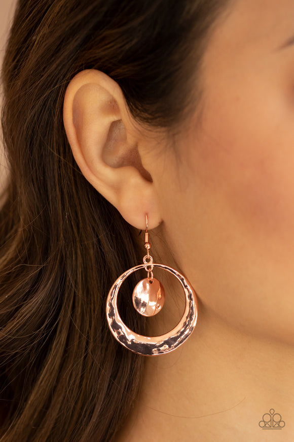 Rounded Radiance - Copper Earrings - Paparazzi Accessories