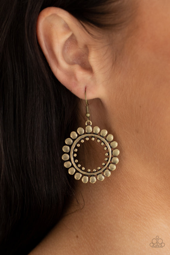 Radiating Radiance - Brass Earrings - Paparazzi Accessories