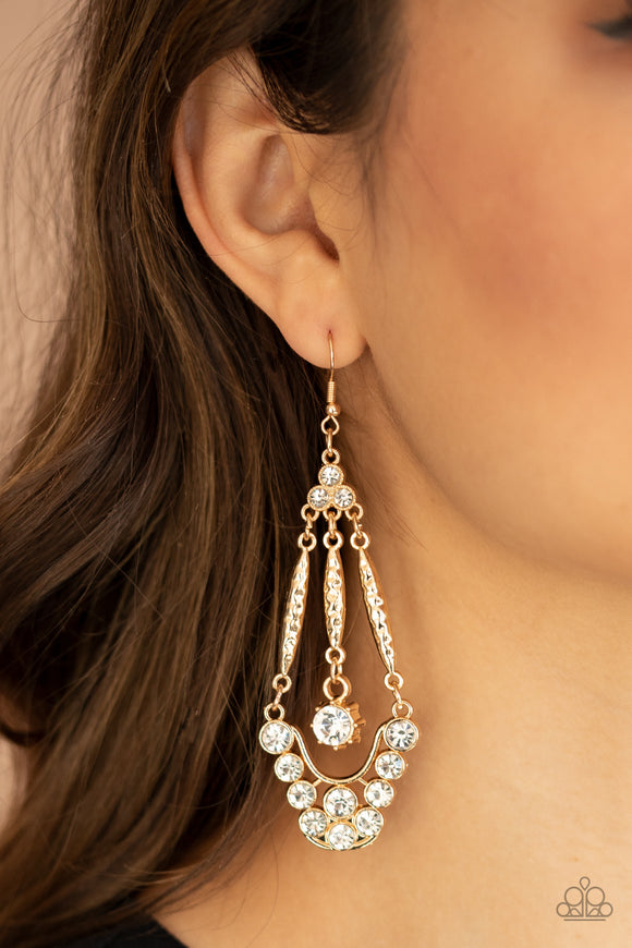 High-Ranking Radiance - Gold Earrings - Paparazzi Accessories
