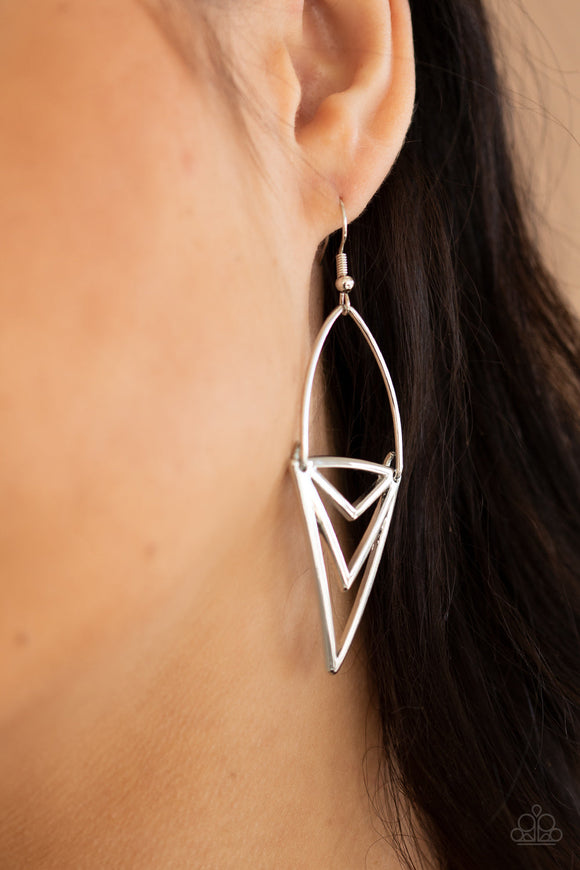 Proceed With Caution - Silver Earrings - Paparazzi Accessories