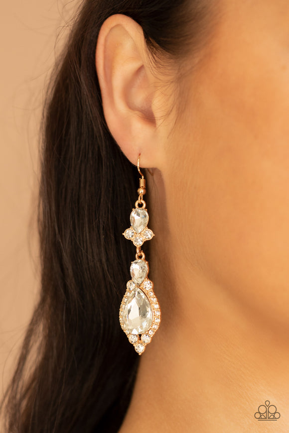 Fully Flauntable - Gold Earrings - Paparazzi Accessories