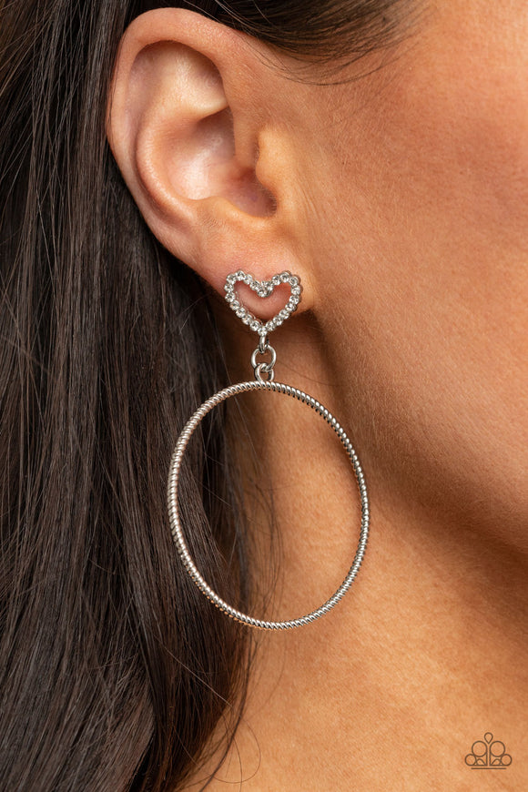 Love Your Curves - White Post Earrings - Paparazzi Accessories