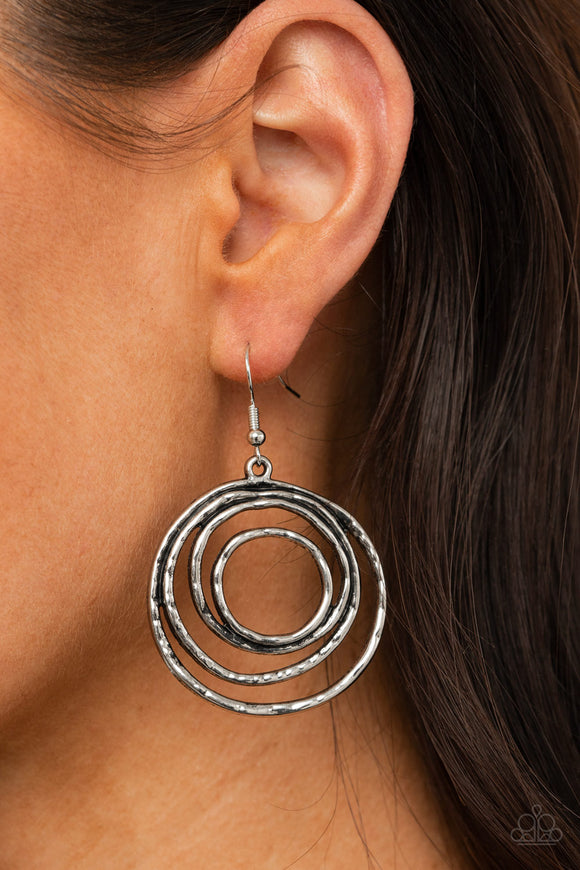 Spiraling Out of Control - Silver Earrings - Paparazzi Accessories