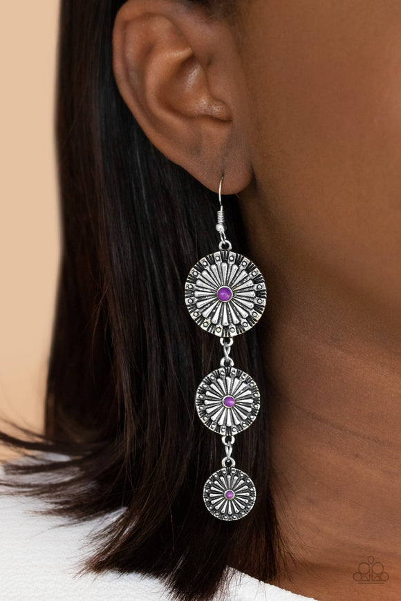 Festively Floral - Purple Earrings - Paparazzi Accessories