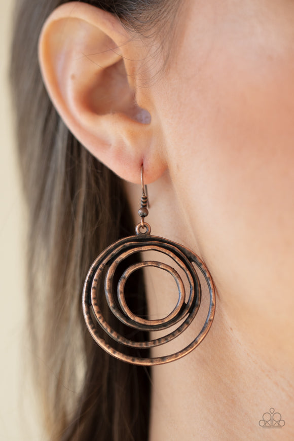 Spiraling Out of Control - Copper Earrings - Paparazzi Accessories