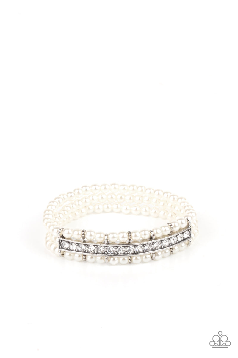 Vintage Beam - White Bracelet - Paparazzi Accessories – Bedazzle Me ...