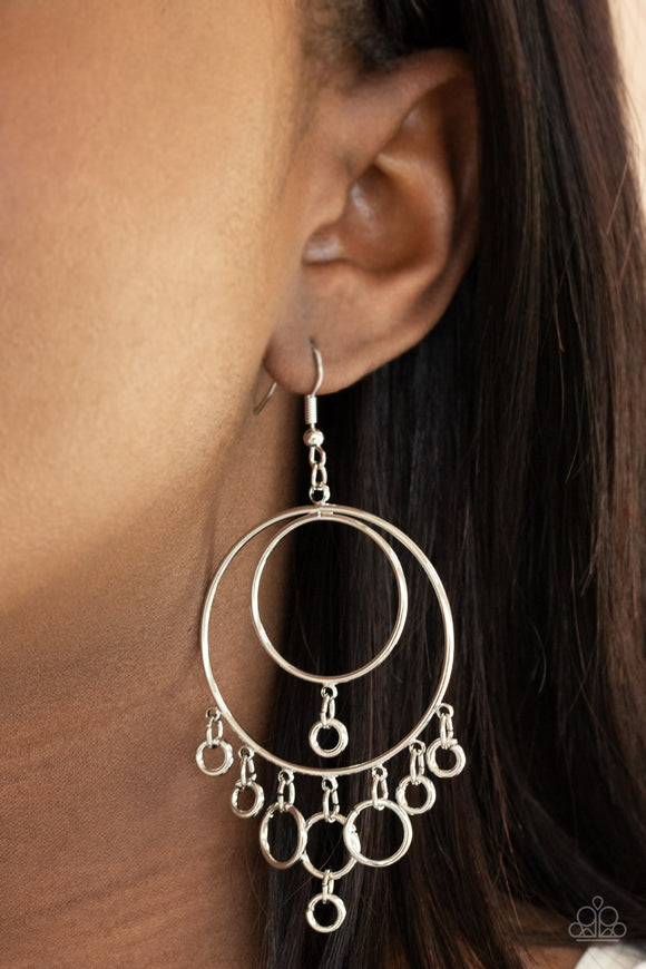 Roundabout Radiance - Silver Earrings - Paparazzi Accessories