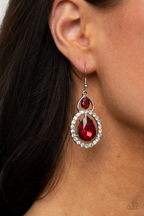 Double The Drama - Red Earrings - Paparazzi Accessories