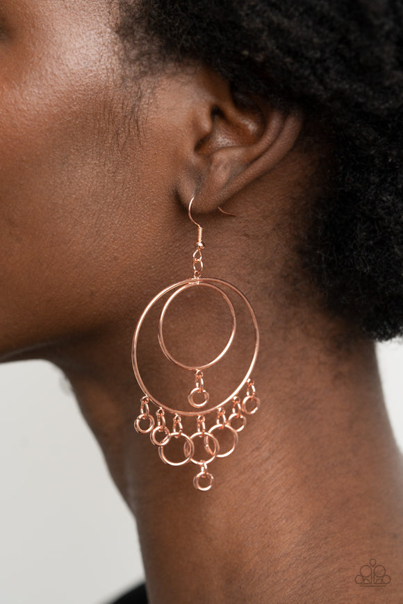 Roundabout Radiance - Copper Earrings - Paparazzi Accessories
