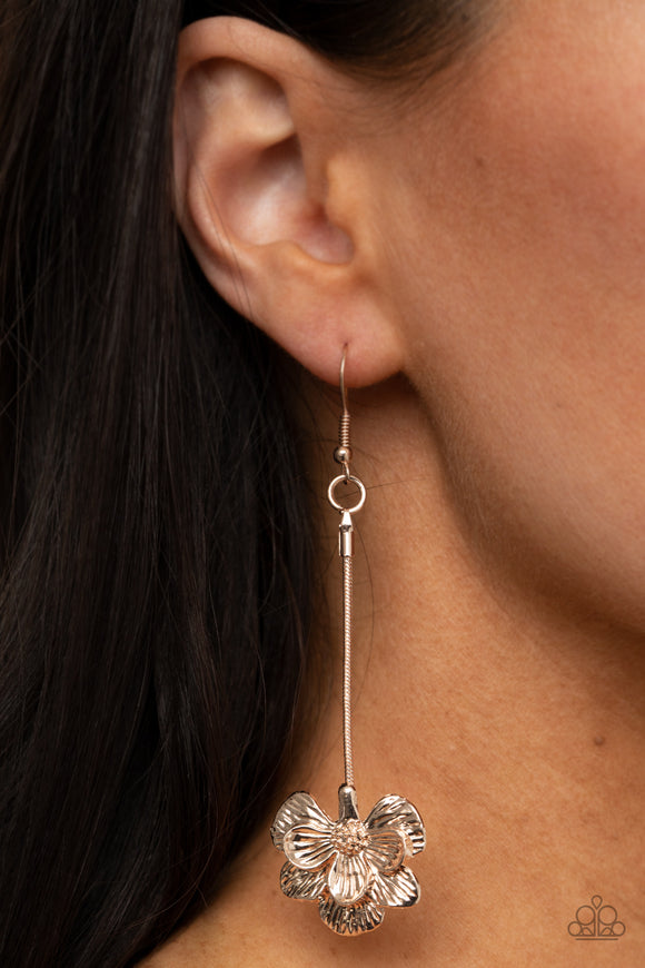 Opulently Orchid - Rose Gold Earrings - Paparazzi Accessories
