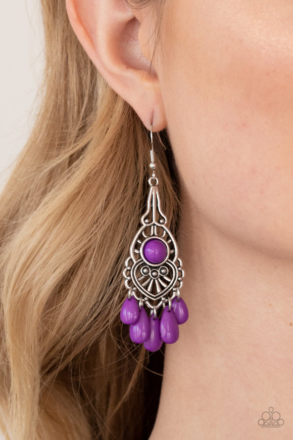 Fruity Tropics - Purple Earrings - Paparazzi Accessories
