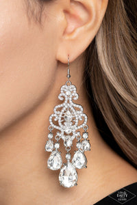 Queen Of All Things Sparkly - White Earrings - Paparazzi Accessories