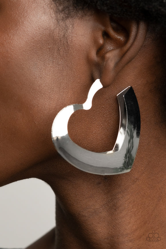 Heart-Racing Radiance - Silver Earrings - Paparazzi Accessories