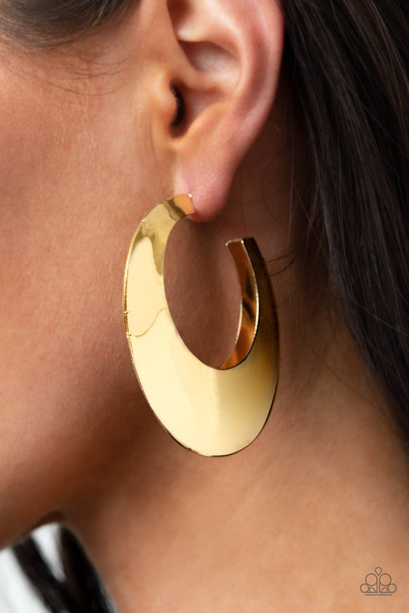 Going OVAL-board - Gold Earrings - Paparazzi Accessories
