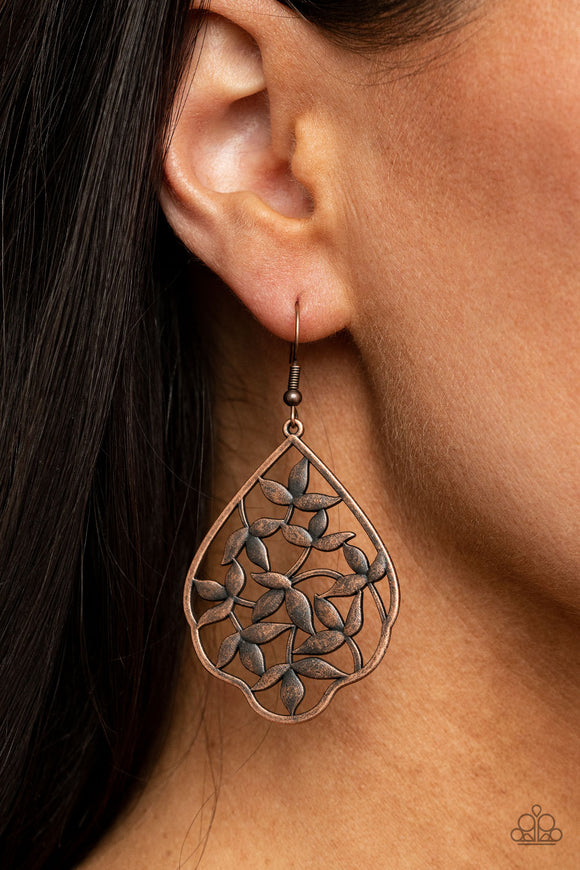 Taj Mahal Gardens - Copper Earrings - Paparazzi Accessories