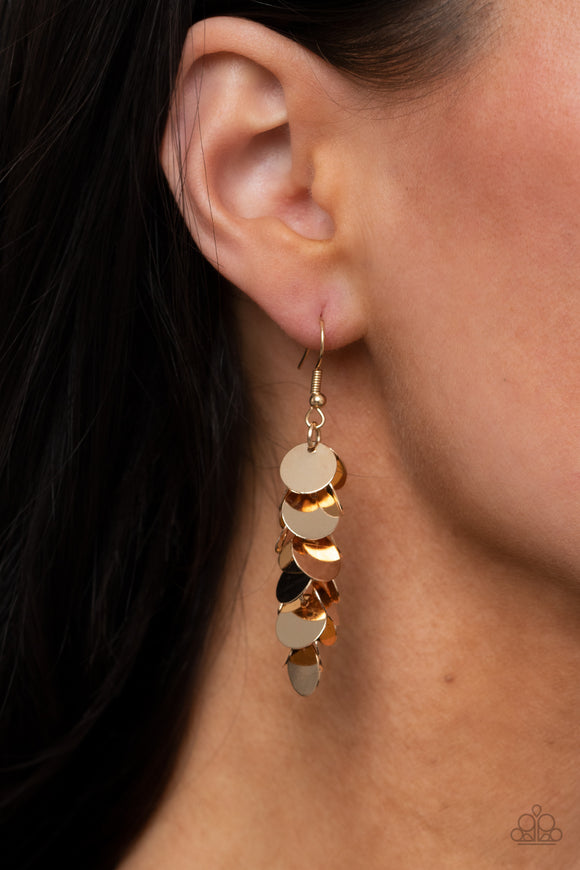 Hear Me Shimmer - Gold Earrings - Paparazzi Accessories