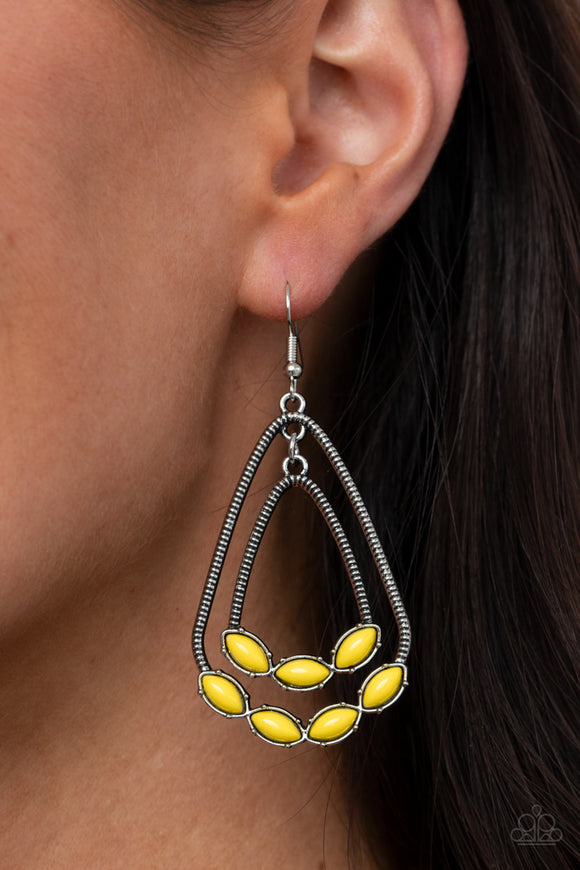 Summer Staycation - Yellow Earrings - Paparazzi Accessories