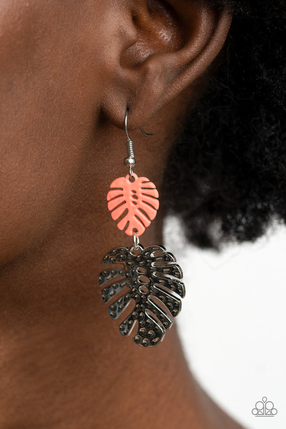 Palm Tree Cabana - Orange Earrings - Paparazzi Accessories