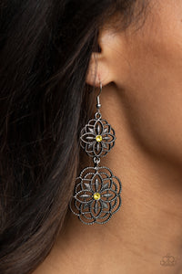 Mandala Mecca - Yellow Earrings - Paparazzi Accessories