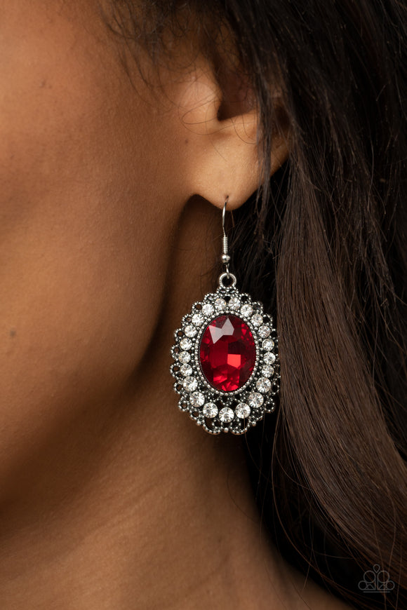 Glacial Gardens - Red Earrings - Paparazzi Accessories