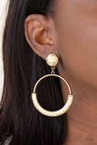 Rustic Horizons - Brass Clip-On Earrings - Paparazzi Accessories
