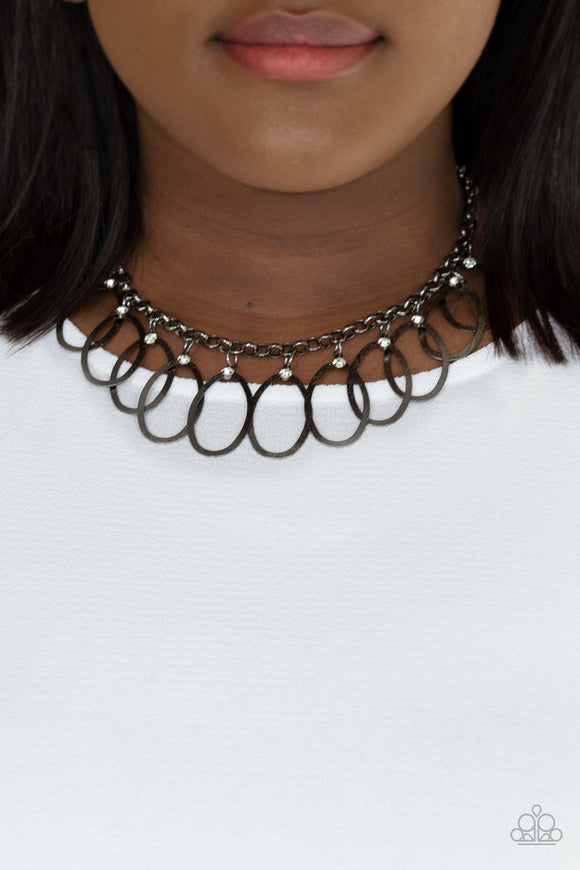 Double OVAL-time - Black Necklace - Paparazzi Accessories