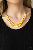 Staycation Status - Yellow Necklace - Paparazzi Accessories