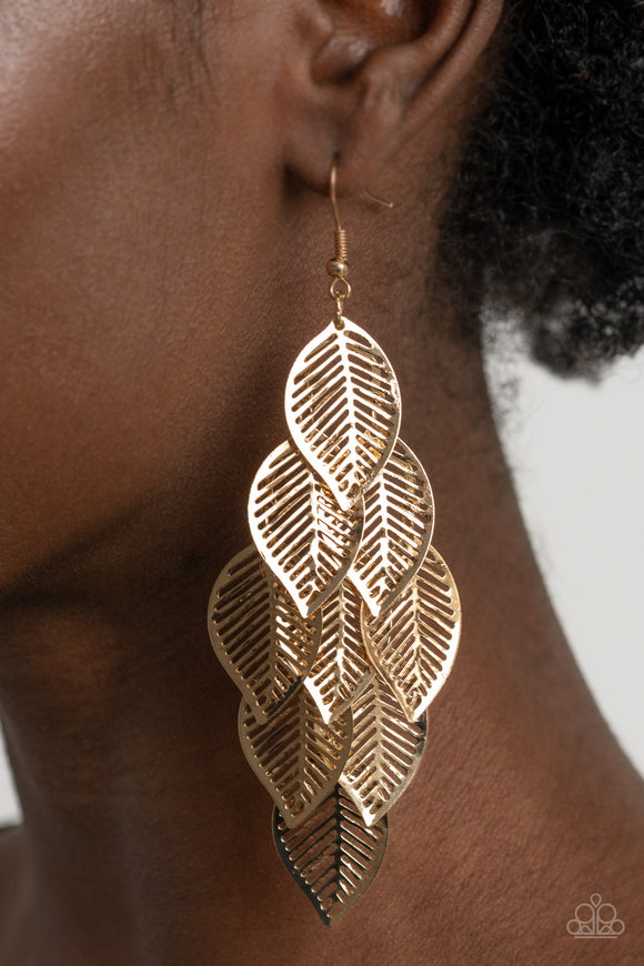 Limitlessly Leafy - Gold Earrings - Paparazzi Accessories