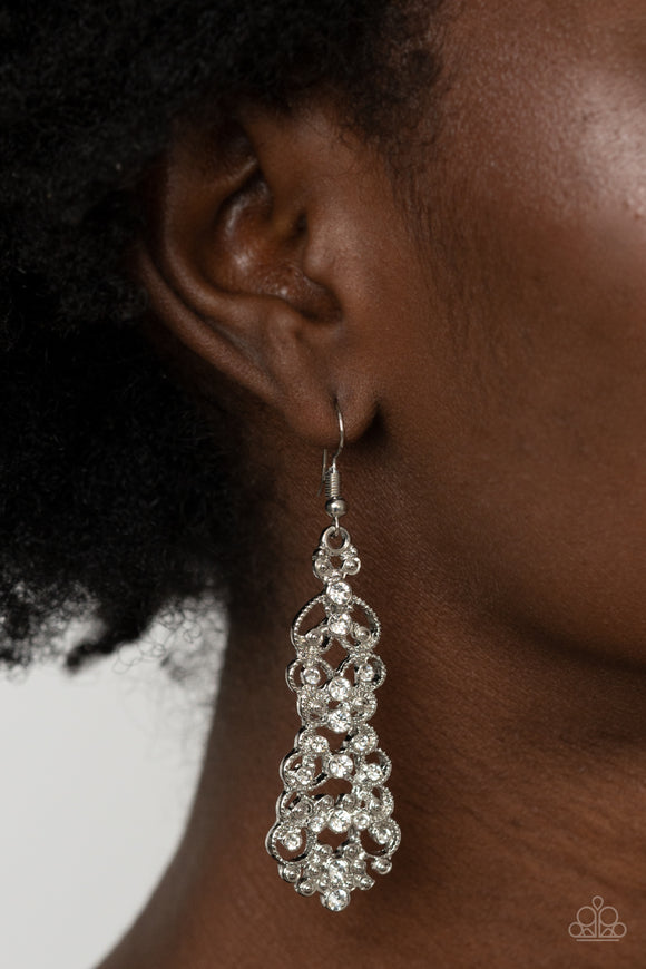 Diva Decorum - White Earrings - Paparazzi Accessories