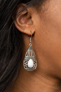 Eastern Essence - White Earrings - Paparazzi Accessories