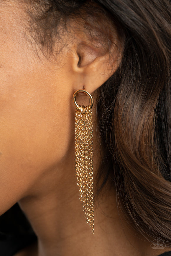Divinely Dipping - Gold Post Earrings - Paparazzi Accessories
